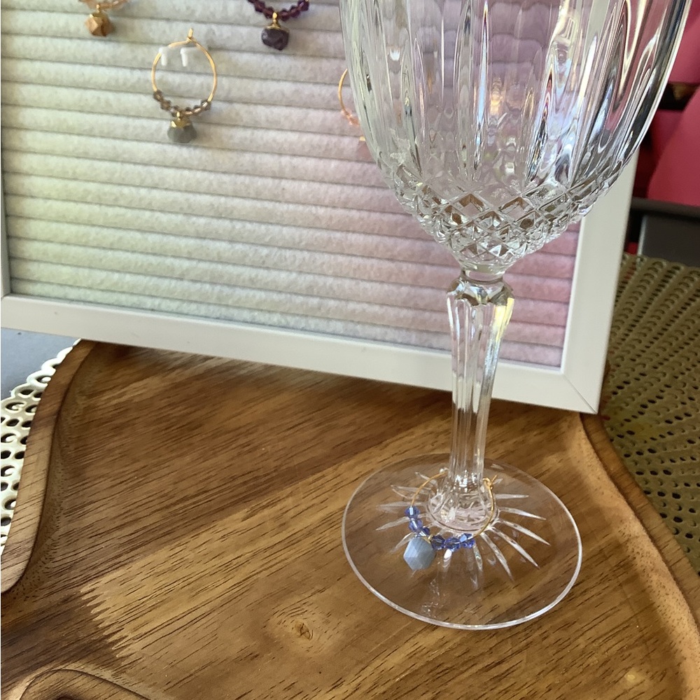 5pc Natural Stone Wine Glass Charm - Picture 2 of 4